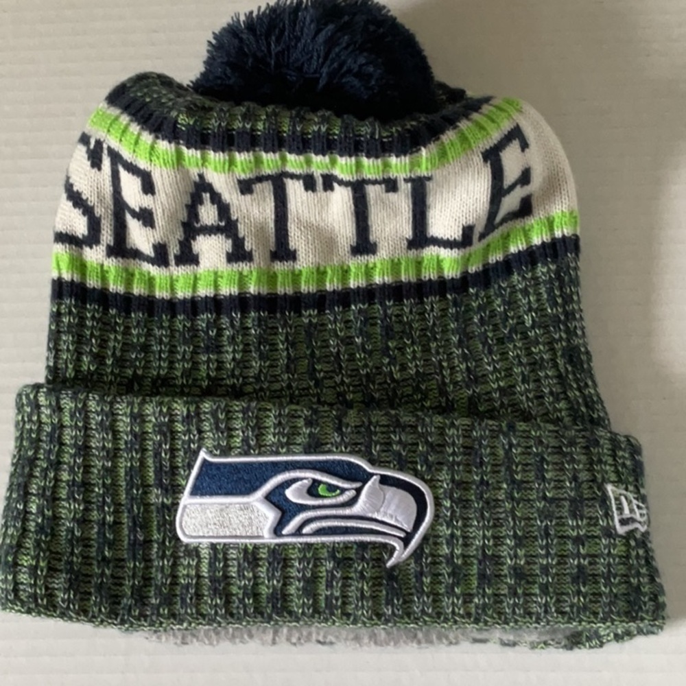 New Era Green and Blue Seattle Seahawks Knit Hat NFL